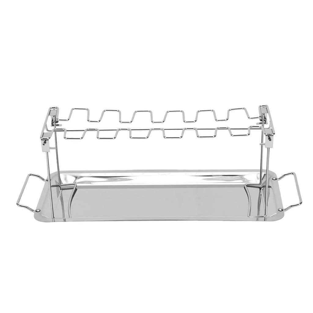 Chicken Leg Rack Detachable Foldable Stainless Steel Chicken Wing Rack with Drip Pan for Outdoor Household