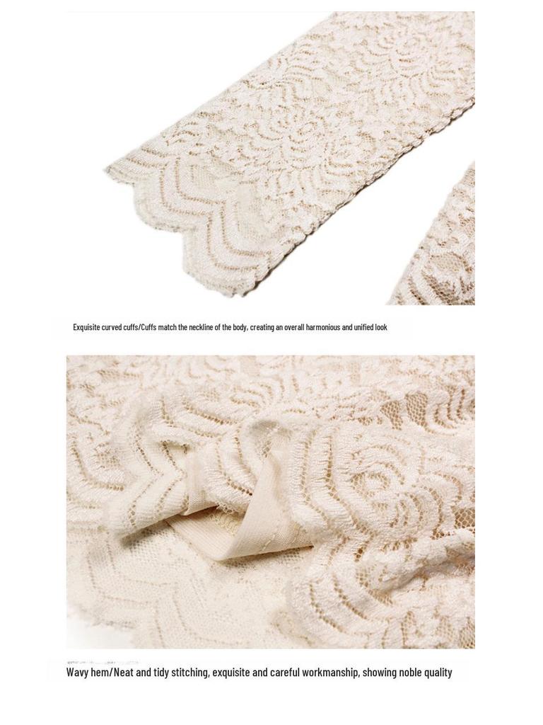 Aiyimaiyi 2023 Women's Autumn Lace Velvet Long Sleeve Shirt with Lace Collar - Temperament Inner Wear