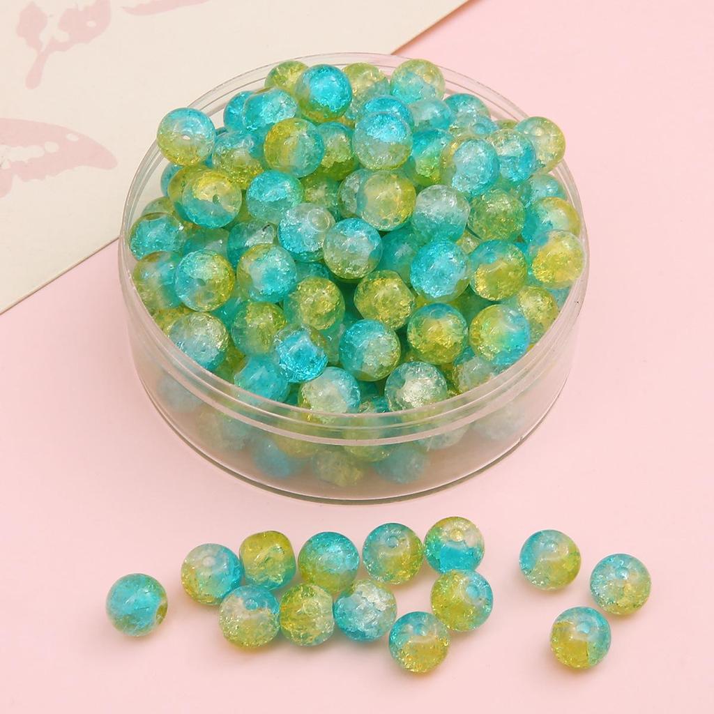 Perline di Vetro Crackle da 8/10mm per Gioielli Fai da Te - Perline Rotonde per Braccialetti e Collane