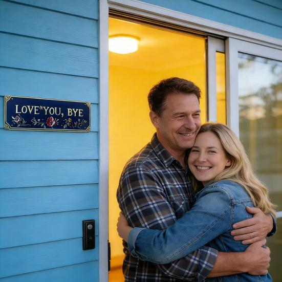 Älskar dig Hejdå Metallskylt Väderbeständig Vintage Utomhus Trädgård Gård Hem Bar Hall Entré Vägghängande Skylt Dekorativ Plakett