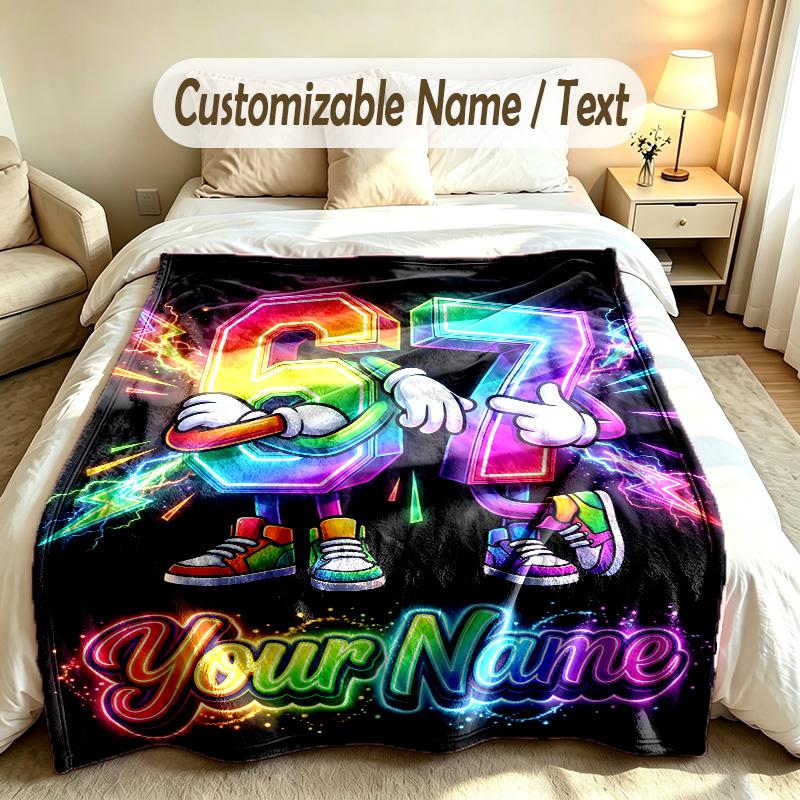 Celebration Party Theme Custom Blanket Personalized Name & Text Customized Soft Warm Throw Blanket Home Decor