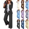 Mulheres 2 peças elegantes slim fit jaqueta formal trabalho calça lapela casaco conjunto