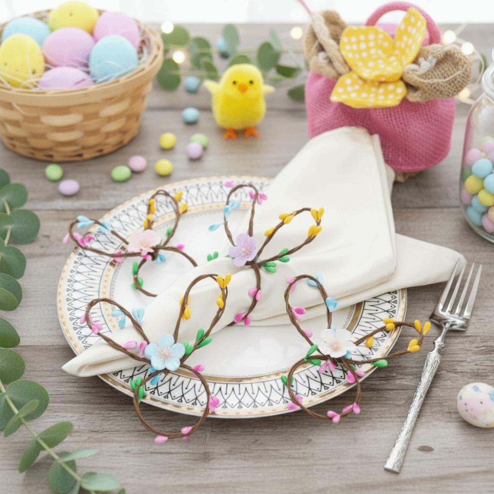 5PCS Cartoon Easter Napkin Ring Bunny Design Cute Napkin Loops Funny Reusable Festive Napkin Buckle Party Accessory