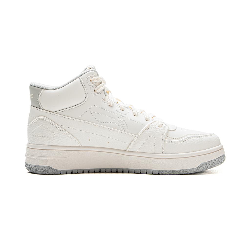 Li Ning Tianji HI Slip Resistant Cushioning Abrasion Resistant Mid top Skateboard Shoes Women's White Gray AGCV340-3