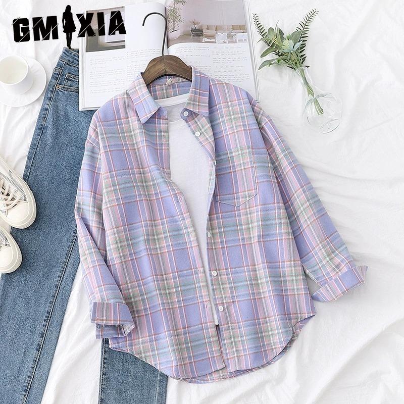 

GMXIA Женские модные повседневные блузки и рубашки-поло с длинным рукавом M