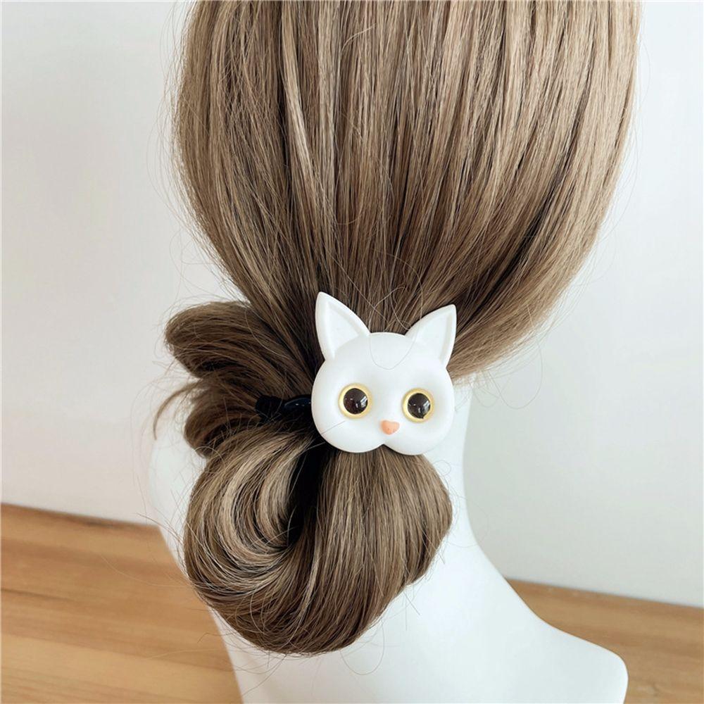 

Animal Women Acrylic Cloth Scrunchies Female Hair Ties Cartoon Hair Rope Kitten Headwear