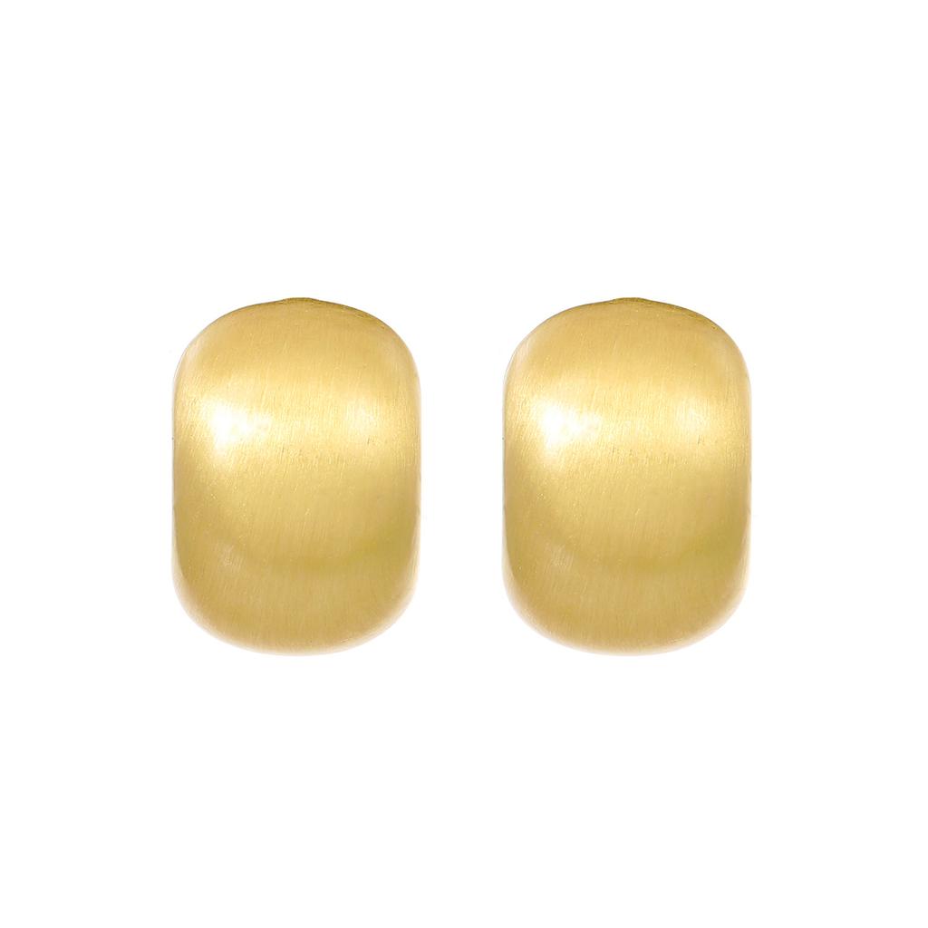 Matte Brushed Curved Oval Stud Earrings Minimalist Solid Smooth Block Shape Temperament Daily Ear Jewelry for Women