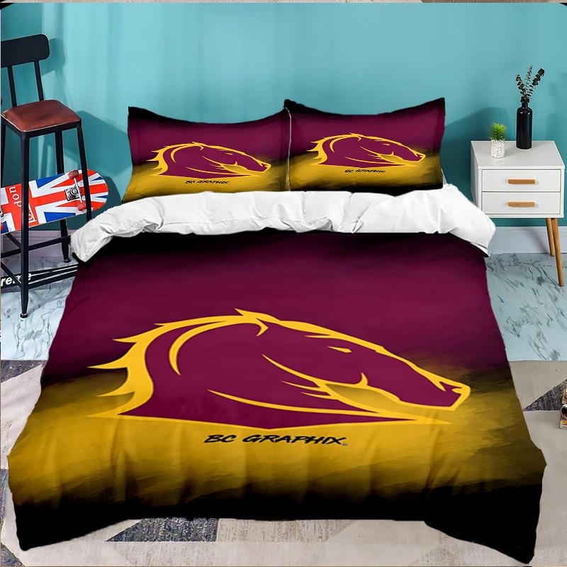 Brisbane Broncos 3PCS Bedding set,Ideal for 1pc Duvet Cover And 2pcs Pillowcases Perfect for Fan gift,Ideal for Bedroom, Dormitory