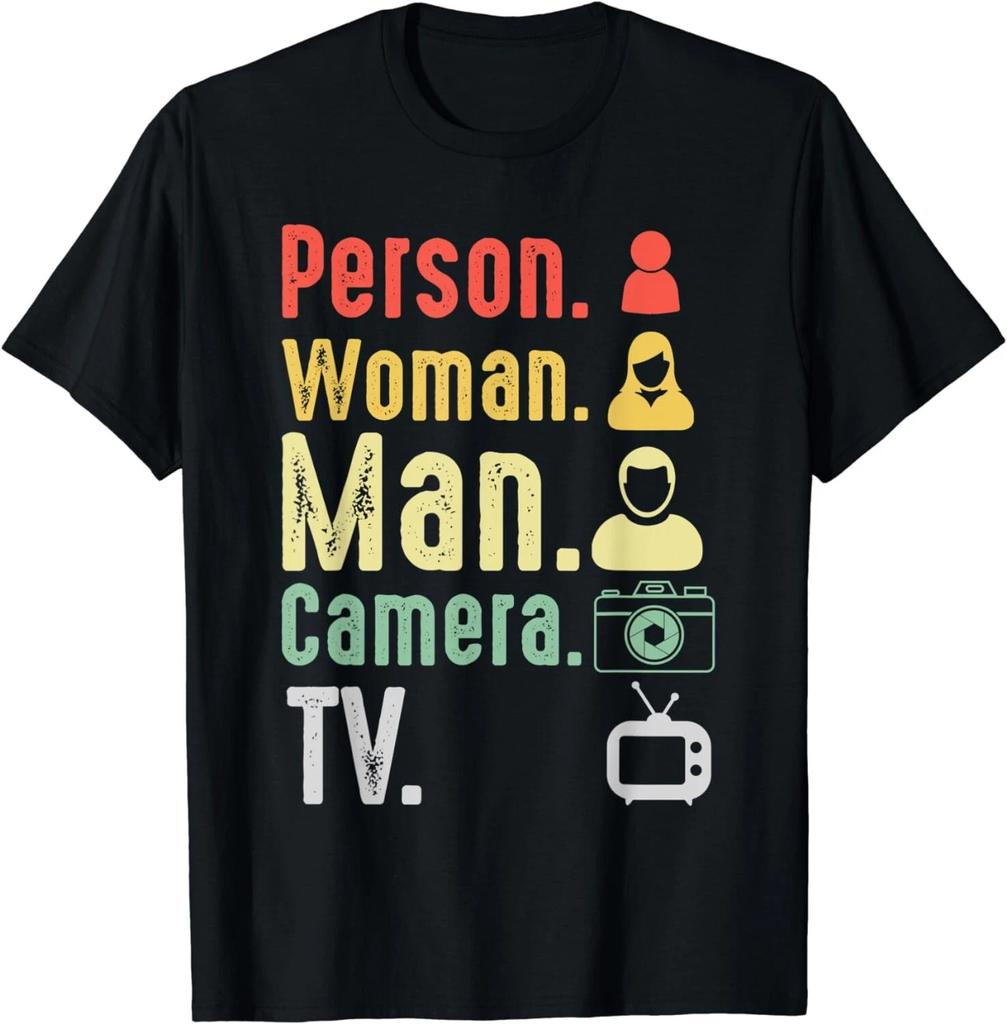 Person. Woman. Man. Camera. TV vintage Funny political Funny Gift Unisex T-Shirt