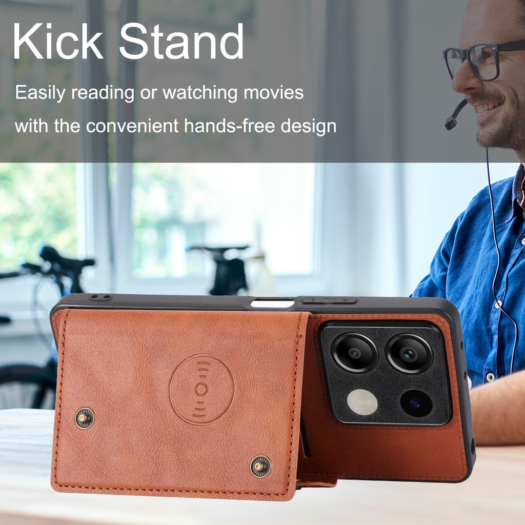 For Xiaomi Redmi Note 13 5G Case PU Leather+TPU Anti-Fall Phone Cover with Card Holder