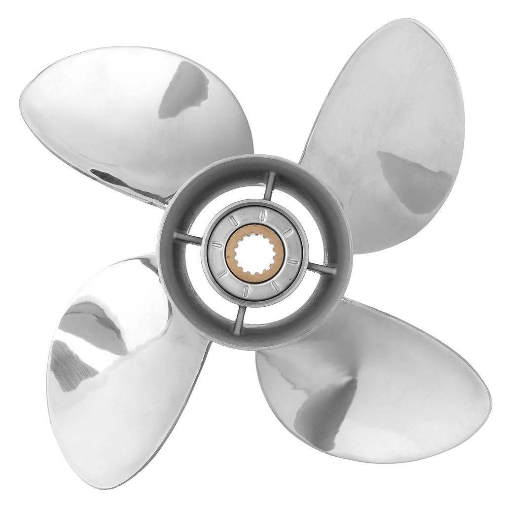 4 Blades Outboard Propeller Stainless Steel 13 X 19 RH Pitch Fit for YAMAHA 50‑130HP Engine