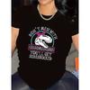 Damen Dino Grafik T-Shirt Schwarz Weiß Lässig Kurzarm Komfort Top