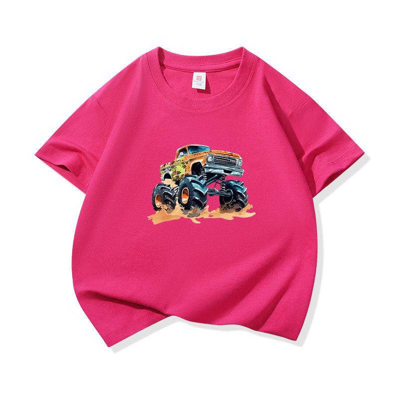 Kids Cotton T Shirt Cute Colorful Offroad SUV Print Crew Neck Short Sleeve Tee Casual Boys Girls Summer Tops