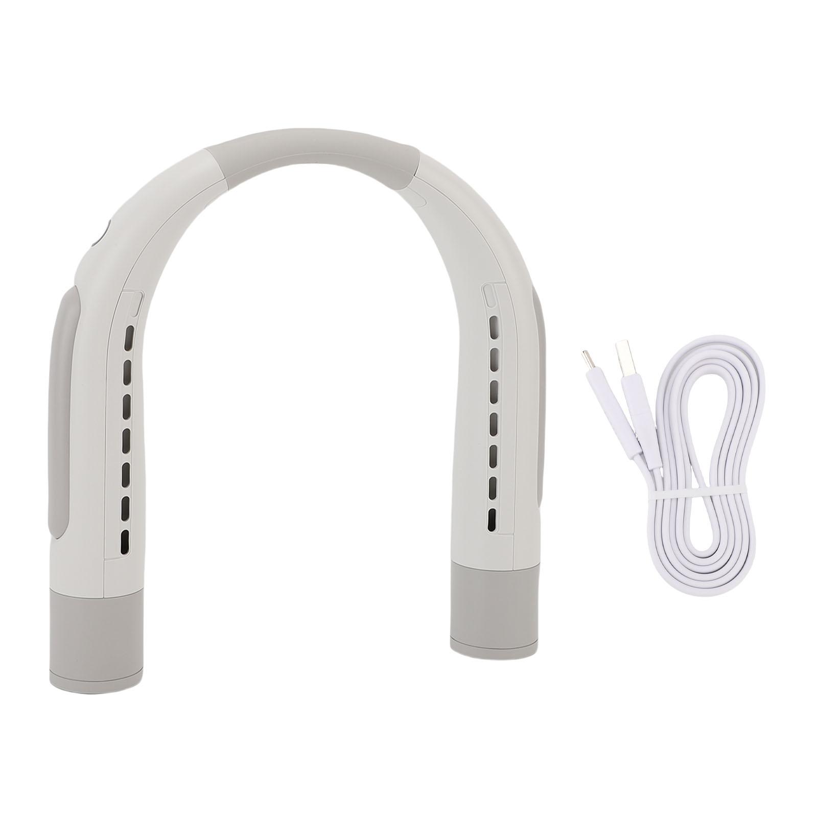 

Portable Neck Fan 3 Speed Quiet Long Lasting Rechargeable Wearable Personal Fan for Travel Beach серый белый