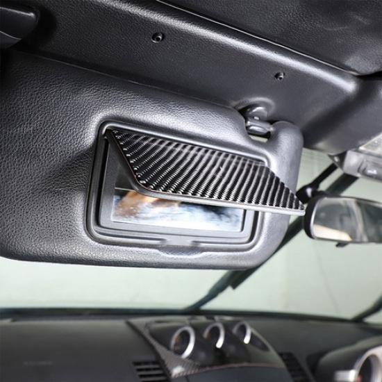 Carbon Fiber Front Makeup Mirror Panel Sticker Trim For Nissan 350Z 2003-2006