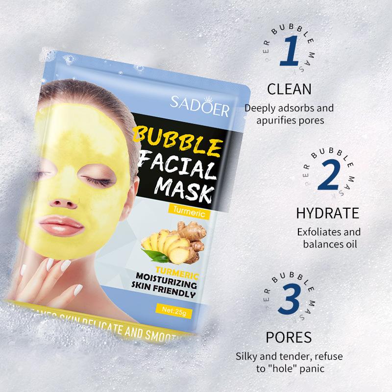 Sadoer Turmeric Bubble Mask Bamboo Charcoal Deep Cleansing Skin Bubble Mask