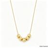 Women's Korean Style Lucky Bead Titanium Steel Necklace - Elegant Gold Bean Beads with Carved Surface Clavicle Chain Jewelry.