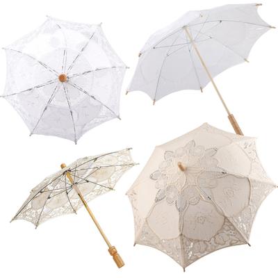 Dams bröllopspets parasoll solparasoll fest brud fotografering dekoration