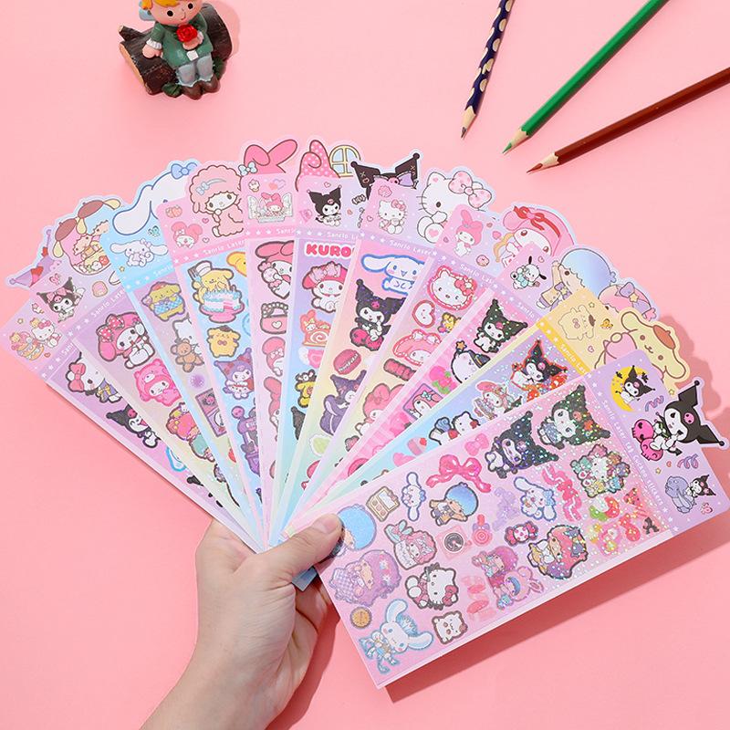 20 Pcs/Bag Cartoon Anime Stickers Sanrio Family Stitch Baby Three DIY Handmade Material Laser Flash Sticker Toy