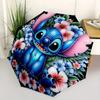 1pc Stitch and Flowers Pattern Automatic 3-Fold Umbrella, 8 Steel Frames, High-Value Folding Umbrella, Suitable for Office, Travel and Outdo