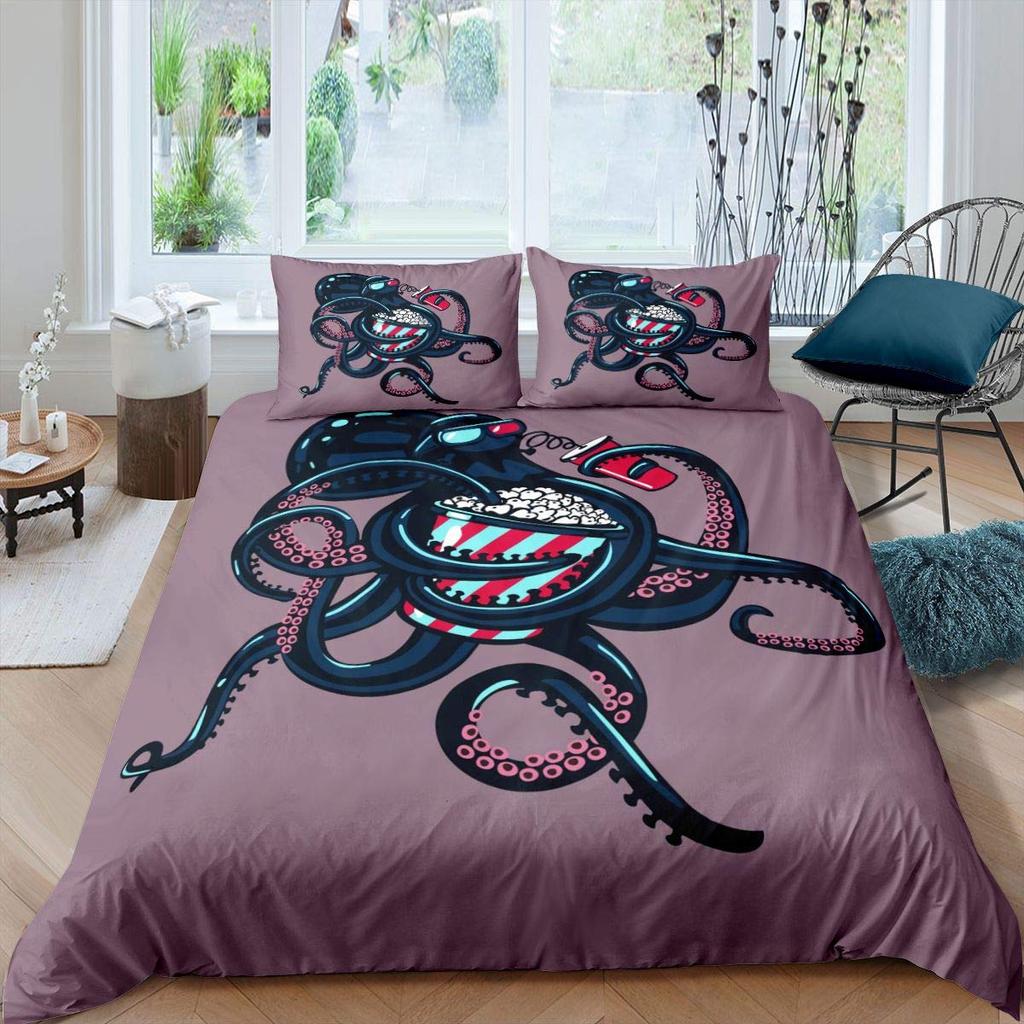 Comforter Octopus Green Octopus Tentacles Twin Bedding Set Sea Marine Theme Underwater Animal Comforter
