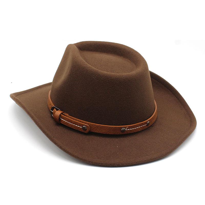 Western Cowboy Hat Dance Performance Jazz Hat Belt Accessories Felt Hat Couple Hat