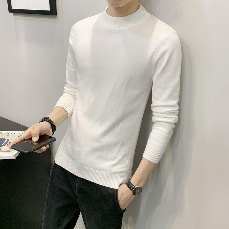 Autumn and Winter High Quality Men's Sweater Sweater Men's Pullover Half High Collar Soft and Warm Knitted Sweater