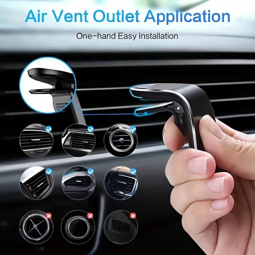 Universal L-Shaped Magnetic Phone Holder And Round Metal Plate Set, Minimalist Design, Suitable for Car Air Vent, Car Navigation Mount