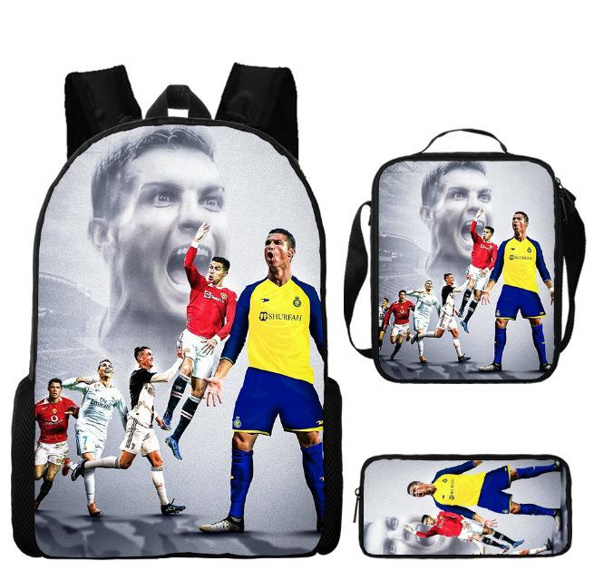 Zaino Stampa Stella del Calcio Tre Pezzi Zaino Scolastico per Bambini, Zaino per Studenti delle Scuole Primarie e Secondarie, Astuccio