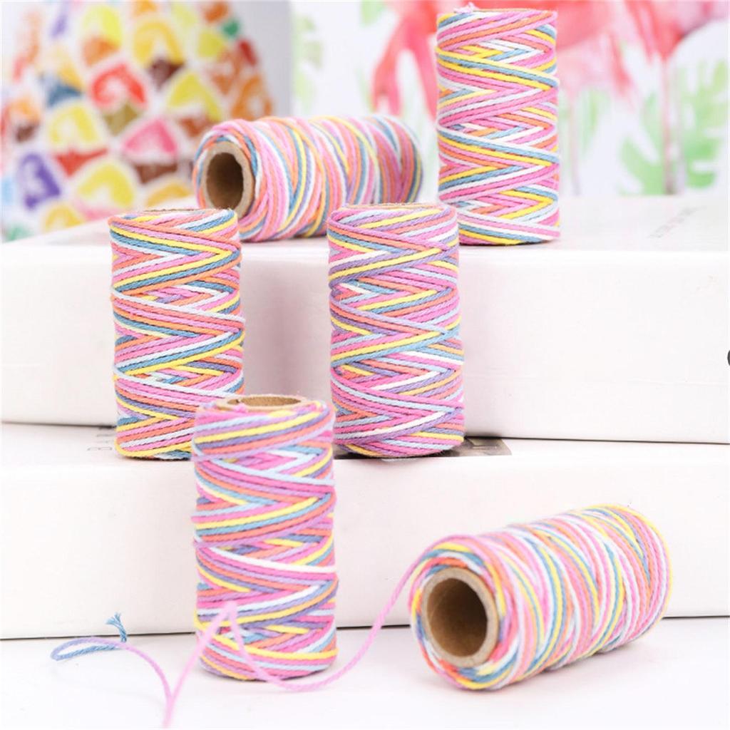 1mmx23Yards Natural Cotton Twine Colored Cotton Macrame String Colorful Macrame Rope for DIY Tapestry Crafts Home Decor