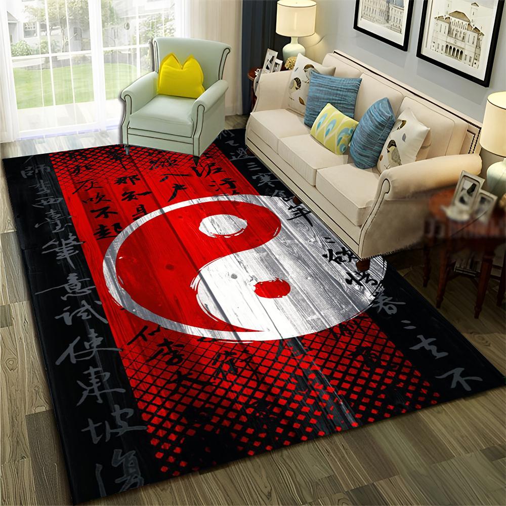 Chinese 3D Tai Chi Bagua Yin Yang  Carpet Rug for Home Living Room Bedroom Sofa Doormat Decor,Child Area Rug Non-slip Floor Mat