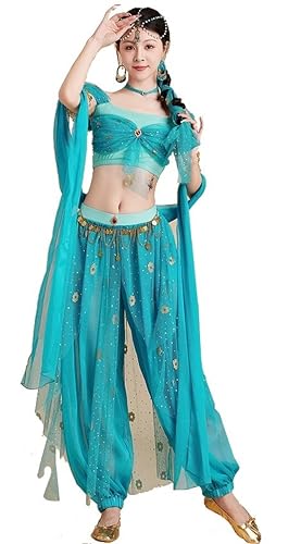 

[Hosaku Co., Ltd.] Aladdin and the Magic Lamp Princess and Prince Costume, Belly Dance Costume, Arabian Nights Halloween Princess (Clothing A, L)