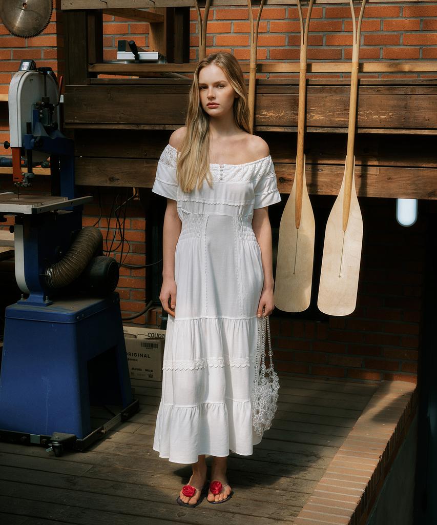 Green Butter Prairie 2-Way Dress (Ivory)