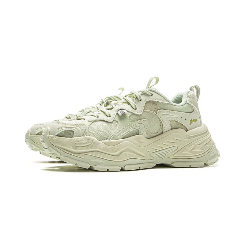 DISHINIWANJUZONGDONGYUAN x Li Ning Stern Rutschfest Abriebfest Niedrig geschnitten Freizeitschuhe Damen Hellgrün AGCV046-2