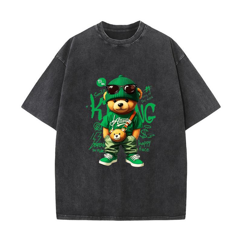 

XH+04 MINISO 2026 Summer Vintage Wash Printed Pure Cotton Shoulder Style Men s and Women s Round Neck Short Sleeved Couple T-shirt S