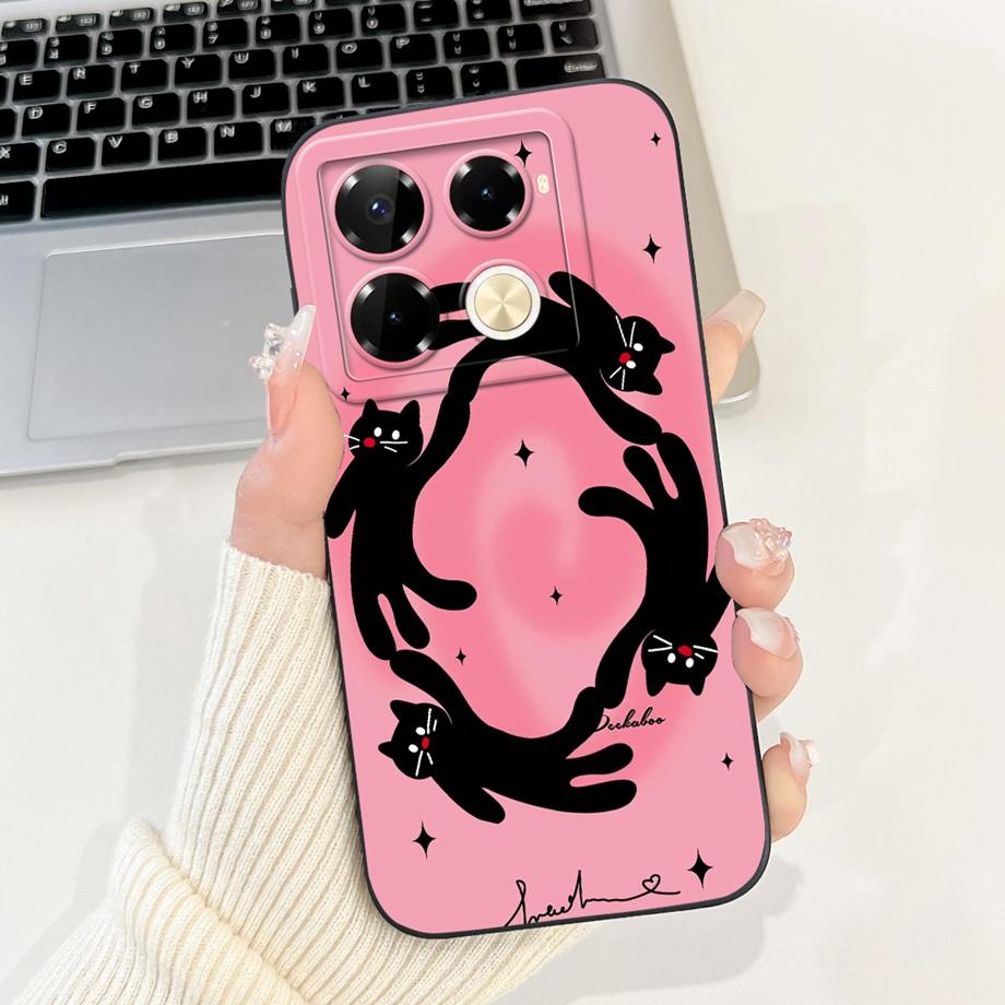 Soft TPU Candy Silicone Phone Case For Infinix Note 40 Pro Plus Note 40 4G 5G Back Cover Note40 4G Bumper Flower Girl Fashion