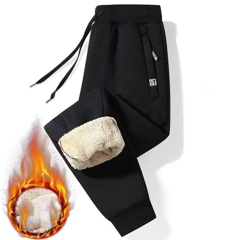 Men's Winter Lambskin Pants Thick Fleece Pants Warm Pants Men's Casual Sports Pants