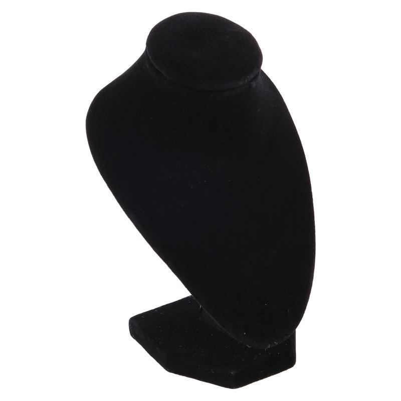 A52E Black Flannel Necklace Small Stand Display Jewelry Standing Model Chest Jewelry Display Used for Store Display