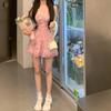 Beautiful temperament suspender dress female summer high-end fairy dress chiffon high waist thin retro floral skirt