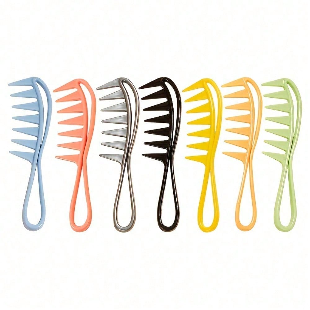 1pcs Large Toothed Hollow Oil Comb, Three-Dimensional Handle Anti Slip Hair Styling And Combing Tool