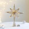 LED Christmas Tree Toppers Star Luminous Eight-pointed Star Christmas Tree Toppers Lights Iron Glitter Christmas Tree Decoration