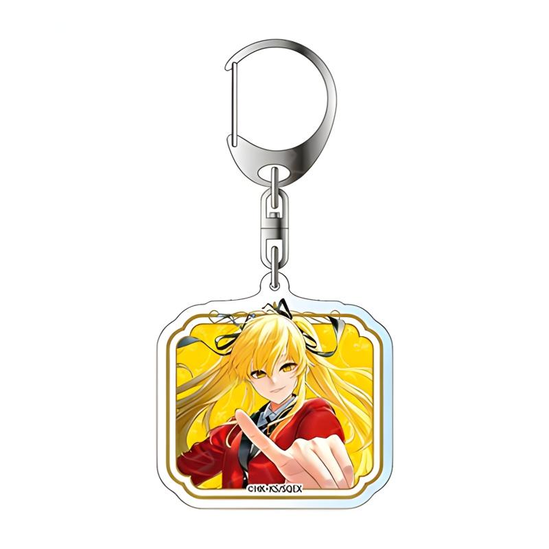 Kakegurui Anime Acrylic Pendant Keychains Mary Saotome & Yumeko Jabami, Manga Inoshishi Plate, Cosplay Prop 6cm bag decorations