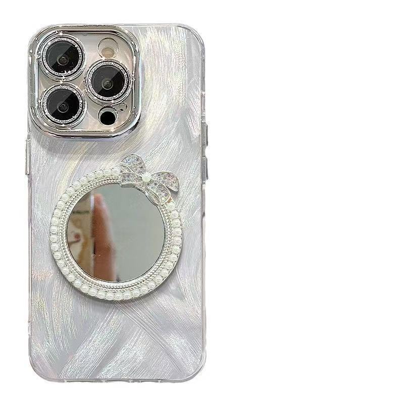 Fine hole feather cream mirror for OPPOReno15/findx9 mobile phone case oppoa6/k12x bracket