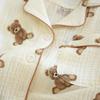 Women's Long-sleeved Trousers 100% Cotton Pajamas Double-layer Gauze Loungewear Crepe Breathable Cartoon Bear Print Pyjamas