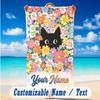 Cat Theme Beach Towel Personalized Custom Name & Text Soft Quick Dry Beach Towel for Swimming Travel