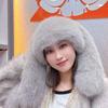 Winter long-eared cute rabbit ears fluffy fluffy hat versatile ear protection headgear thickened warm imitation leather