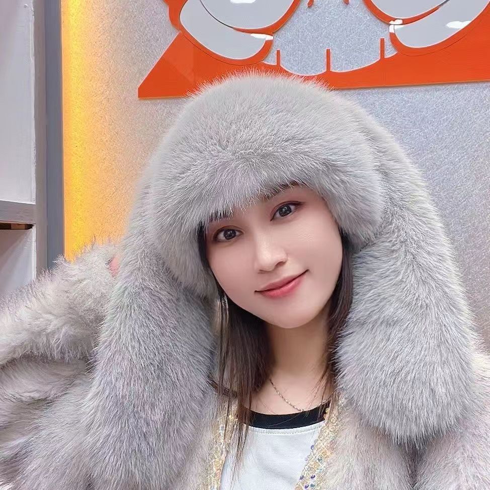Winter long-eared cute rabbit ears fluffy fluffy hat versatile ear protection headgear thickened warm imitation leather