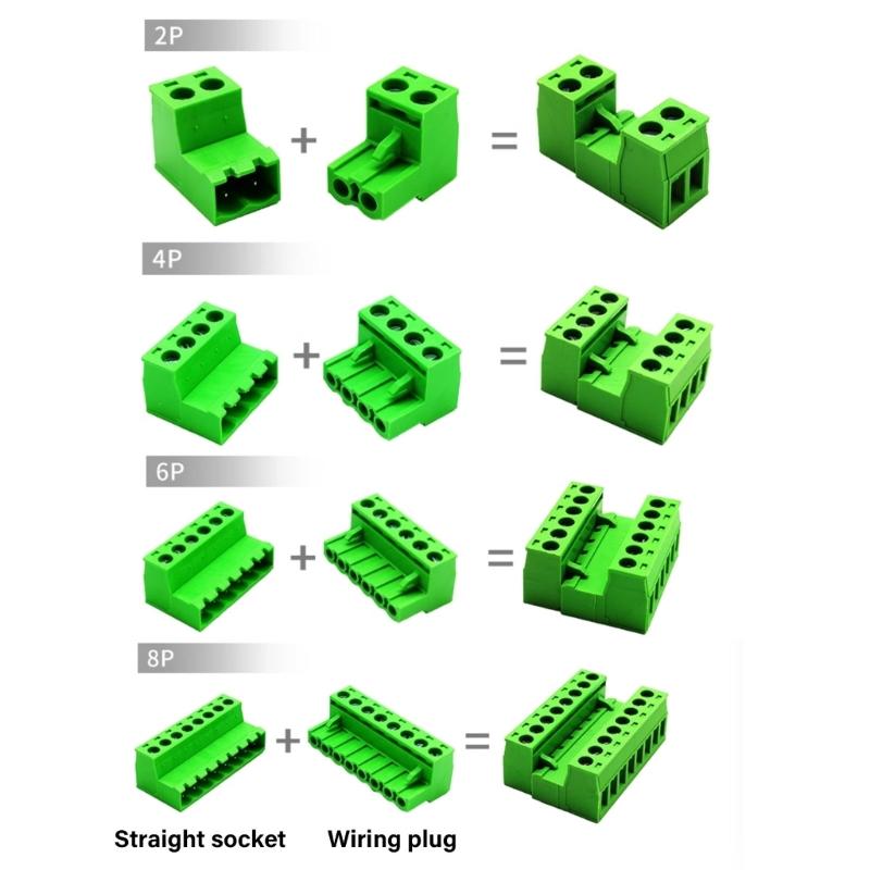 10Set 5.08mm Pitches  Pluggable Male and Female Connector Pluggable PCB Screw Terminals Block Connector Enduring