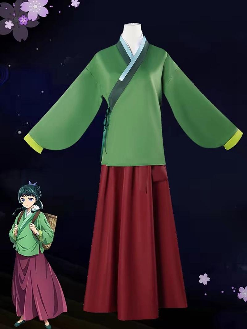 Costume de Cosplay Anime Maomao Carnets de l'Apothicaire Kimono Mao Mao Uniforme Perruque Tenues Halloween Fête de Carnaval Pour Femmes XS（old） blue