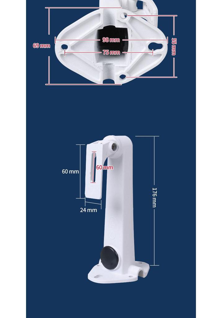Aluminum Alloy 1292B Wall Mount Bracket - Universal Pan-Tilt Camera Bracket, Indoor/Outdoor, Rust-Proof